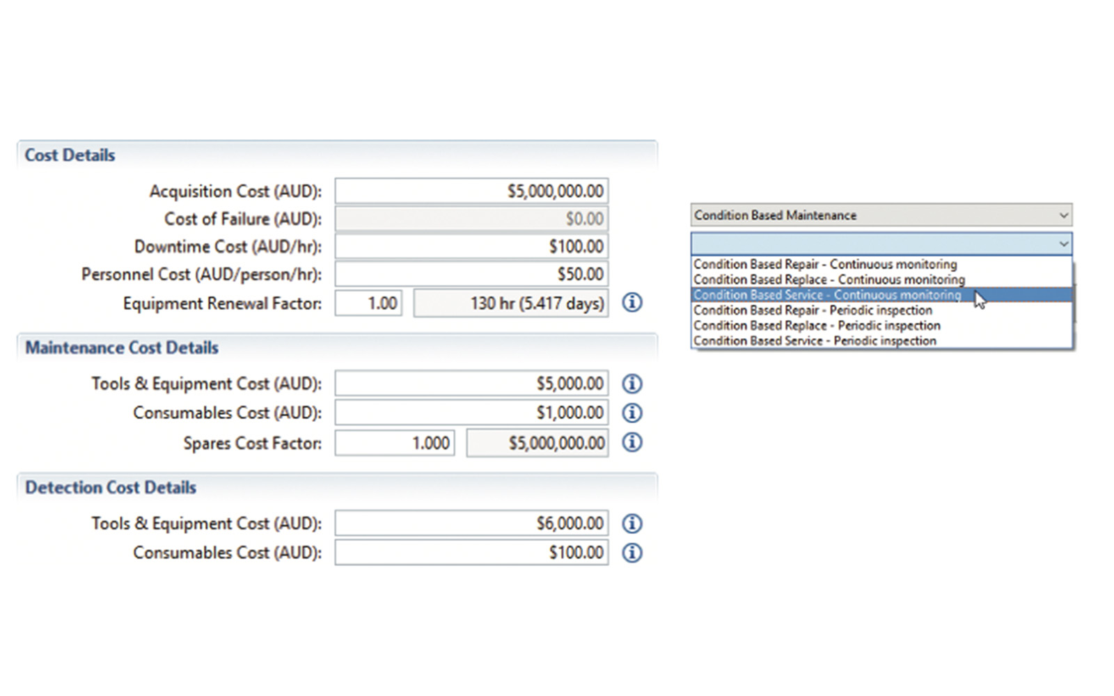 MADE Sustainment Cost Input Parameters